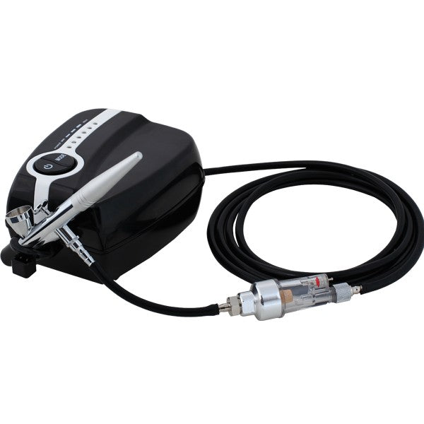 Airbrush Compressor Kit with Larger 7ml cup, inline Moisture Trap, & 5 Speed
